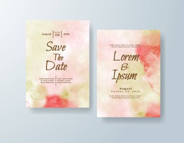 Soyut suluboya arkaplan içeren düğün davetiyesi