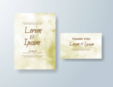 Soyut suluboya arkaplan içeren düğün davetiyesi