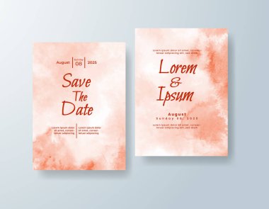 Soyut suluboya arkaplan içeren düğün davetiyesi