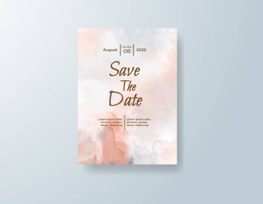 Soyut suluboya arkaplan içeren düğün davetiyesi