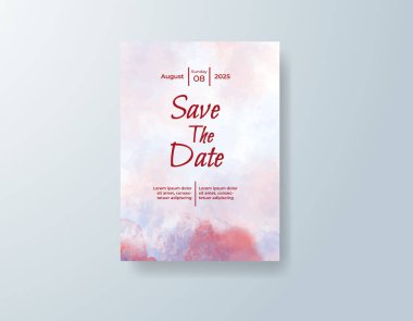 Soyut suluboya arkaplan içeren düğün davetiyesi