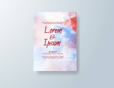 Soyut suluboya arkaplan içeren düğün davetiyesi