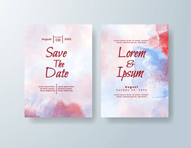 Soyut suluboya arkaplan içeren düğün davetiyesi