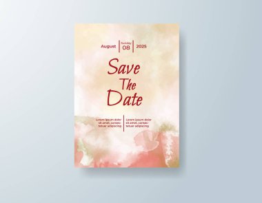 Soyut suluboya arkaplan içeren düğün davetiyesi