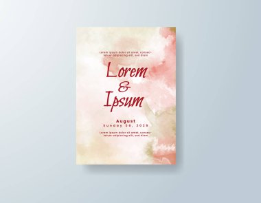 Soyut suluboya arkaplan içeren düğün davetiyesi