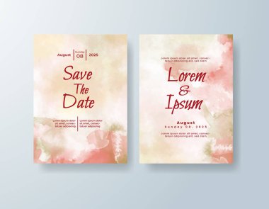 Soyut suluboya arkaplan içeren düğün davetiyesi