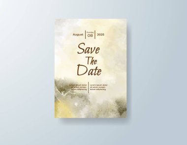 Soyut suluboya arkaplan içeren düğün davetiyesi