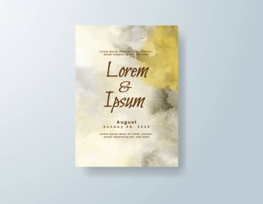 Soyut suluboya arkaplan içeren düğün davetiyesi