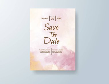 Soyut suluboya arkaplan içeren düğün davetiyesi