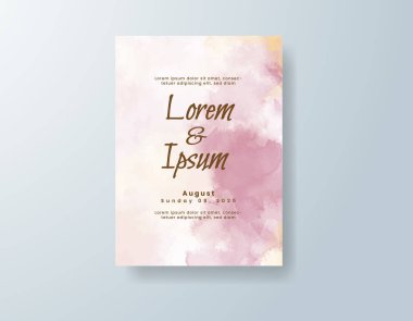 Soyut suluboya arkaplan içeren düğün davetiyesi