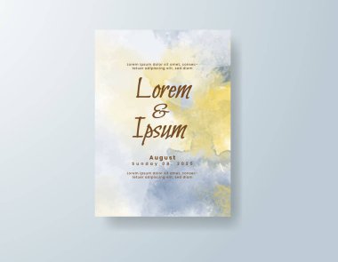 Soyut suluboya arkaplan içeren düğün davetiyesi