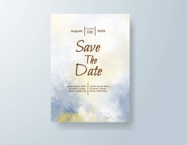 Soyut suluboya arkaplan içeren düğün davetiyesi