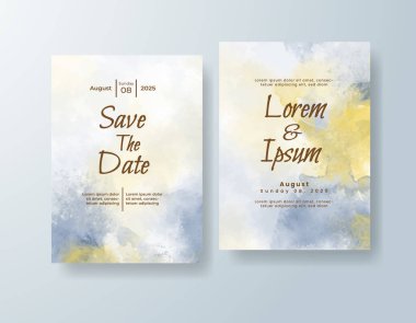 Soyut suluboya arkaplan içeren düğün davetiyesi
