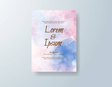 Soyut suluboya arkaplan içeren düğün davetiyesi