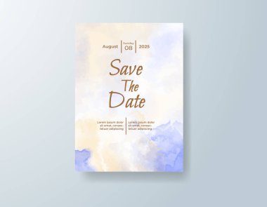 Soyut suluboya arkaplan içeren düğün davetiyesi