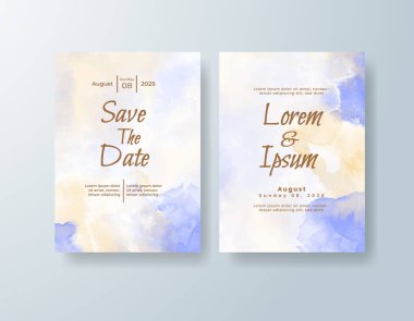 Soyut suluboya arkaplan içeren düğün davetiyesi