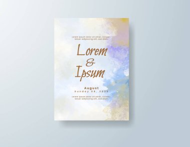 Soyut suluboya arkaplan içeren düğün davetiyesi