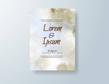 Soyut suluboya arkaplan içeren düğün davetiyesi