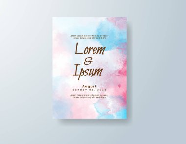 Soyut suluboya arkaplan içeren düğün davetiyesi
