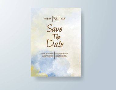 Soyut suluboya arkaplan içeren düğün davetiyesi