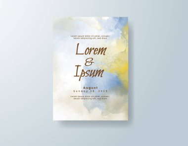 Soyut suluboya arkaplan içeren düğün davetiyesi