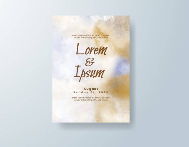 Soyut suluboya arkaplan içeren düğün davetiyesi