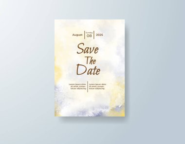 Soyut suluboya arkaplan içeren düğün davetiyesi