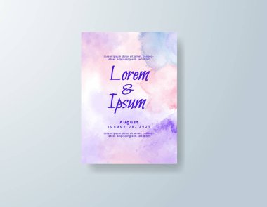 Soyut suluboya arkaplan içeren düğün davetiyesi
