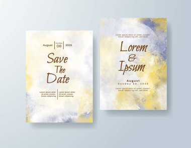 Soyut suluboya arkaplan içeren düğün davetiyesi