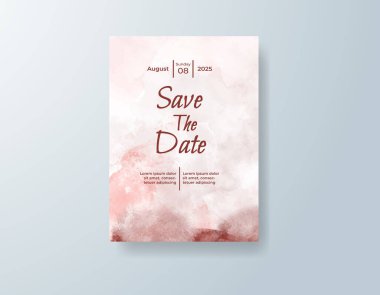 Soyut suluboya arkaplan içeren düğün davetiyesi