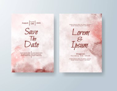 Soyut suluboya arkaplan içeren düğün davetiyesi