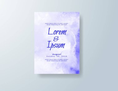 Soyut suluboya arkaplan içeren düğün davetiyesi