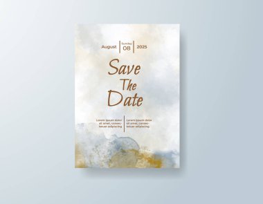 Soyut suluboya arkaplan içeren düğün davetiyesi