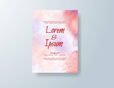 Soyut suluboya arkaplan içeren düğün davetiyesi