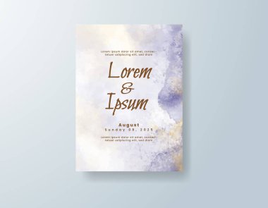 Soyut suluboya arkaplan içeren düğün davetiyesi