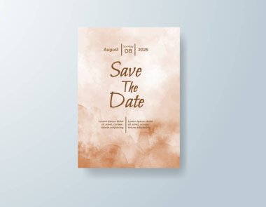 Soyut suluboya arkaplan içeren düğün davetiyesi