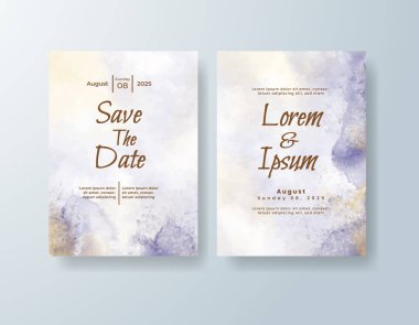 Soyut suluboya arkaplan içeren düğün davetiyesi