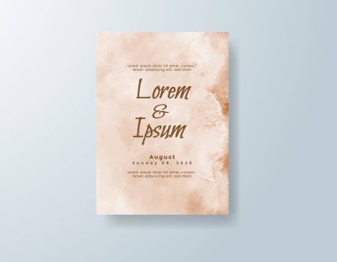 Soyut suluboya arkaplan içeren düğün davetiyesi