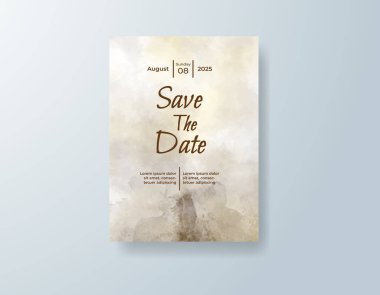 Soyut suluboya arkaplan içeren düğün davetiyesi