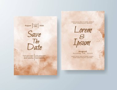 Soyut suluboya arkaplan içeren düğün davetiyesi