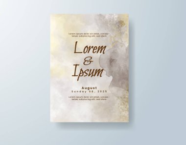 Soyut suluboya arkaplan içeren düğün davetiyesi