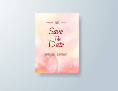 Soyut suluboya arkaplan içeren düğün davetiyesi