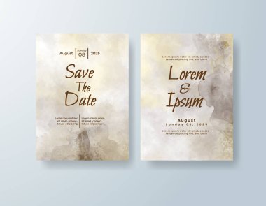 Soyut suluboya arkaplan içeren düğün davetiyesi