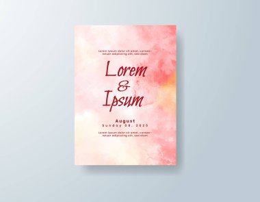 Soyut suluboya arkaplan içeren düğün davetiyesi