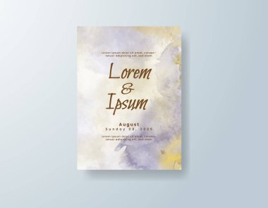 Soyut suluboya arkaplan içeren düğün davetiyesi