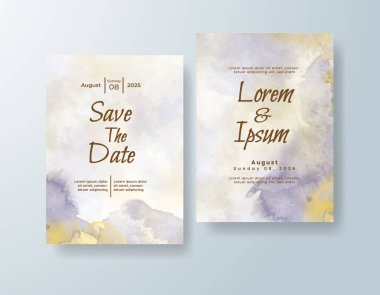 Soyut suluboya arkaplan içeren düğün davetiyesi