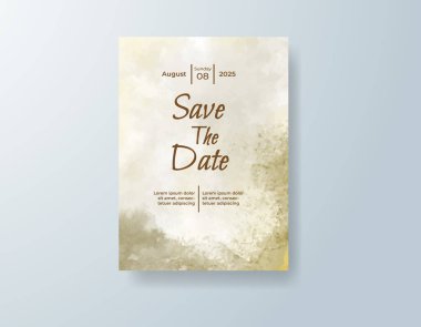 Soyut suluboya arkaplan içeren düğün davetiyesi