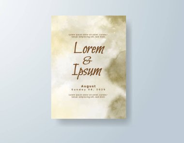 Soyut suluboya arkaplan içeren düğün davetiyesi