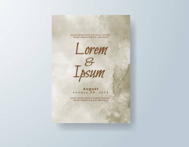 Soyut suluboya arkaplan içeren düğün davetiyesi