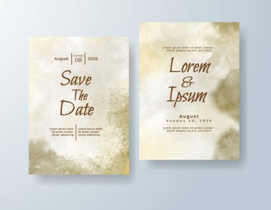 Soyut suluboya arkaplan içeren düğün davetiyesi